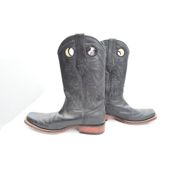 Los Altos Genuine Leather Rodeo Square Toe Western Cowboy Boots Pull holes -9 EE - Picture 5 of 8